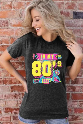 Vista 3 de Camisas de los años 80 para mujer, camiseta con estampado vintage de los años 80, ropa de fiesta casual de los años 80