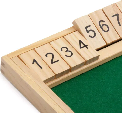 Vista 3 de Chess and games shop Muba Wooden 9# Shut The Box - Mini juego de viaje - Familia simple y divertida, juego de mesa para fiestas