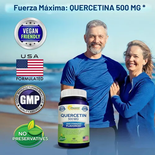 Vista 2 de aSquared Nutrition - Suplemento de Quercetina 500 mg – 60 Cápsulas – Píldoras de Polvo Complejo de Quercetina Dihidrato para Apoyar la Respuesta