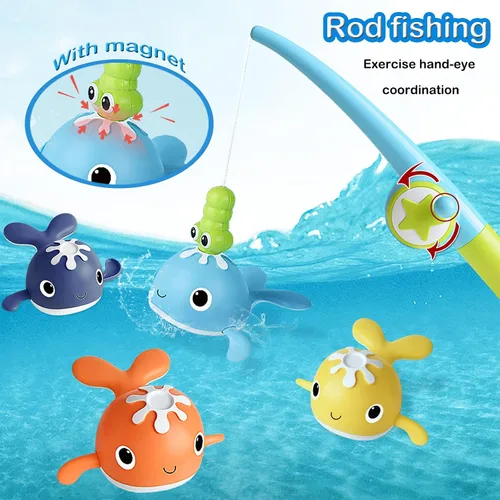 Vista 5 de LOYUEGIYO Juego de Pesca Magnética Juguete de Baño para Bebés de 1-3 4-8 Años Niños Pequeños Niños Niñas, Regalos para Niños, Juguetes de Agua