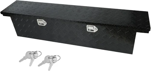 Vista 27 de Caja de herramientas de aluminio negro resistente de 16 x 7.5 x 10 pulgadas con cerraduras y llave de cierre con mango en T, caja de herramientas