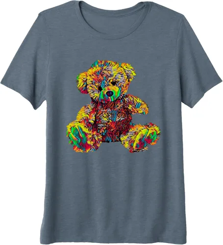 Vista 4 de Lindo oso de peluche de peluche camiseta premium, Negro