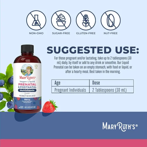 Vista 3 de MARYRUTH'S Vitaminas posnatales y prenatales para mujer, sin azúcar, multivitamínico para mujer para antes de la concepción, embarazo y lactancia