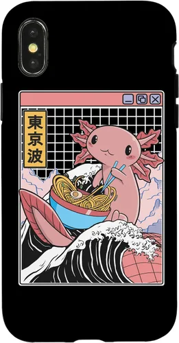 Vista 5 de Axolotl Eating Ramen Kanagawa Wave Kawaii Anime Vaporwave Case for iPhone 17