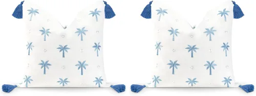 Vista 9 de Hofdeco Premium - Funda decorativa para cojín de estilo Coastal Hampton, para patio, interior y exterior, de 18 x 18 pulgadas, resistente al agua