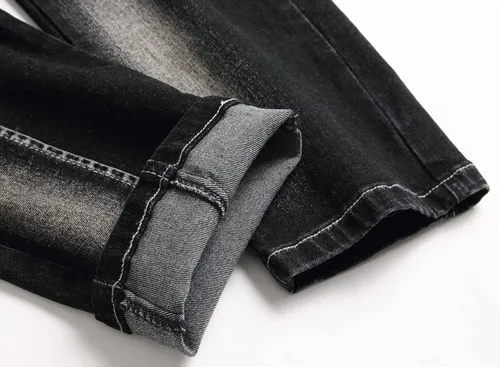 Vista 8 de XIMXIMMTIAN Jeans rectos de mezclilla para hombre con diseño de motociclista