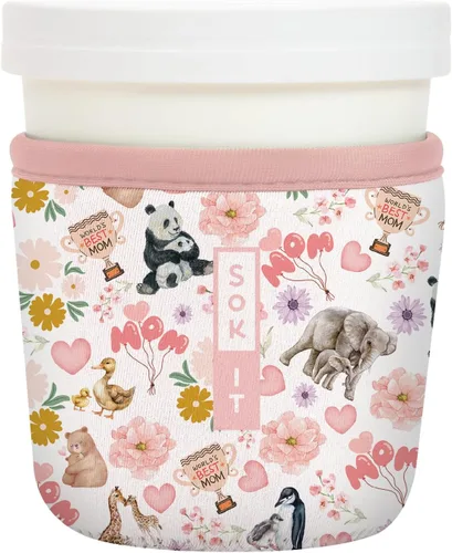 Vista 166 de Sok It IceCreamSok - Funda de neopreno aislada (flores abstractas, pintas de helado cónicas)