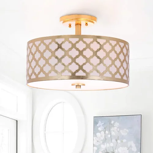 Vista 5 de SAFAVIEH Colección Kora Quatrefoil 3 - Lámpara empotrada de 15" Dorado