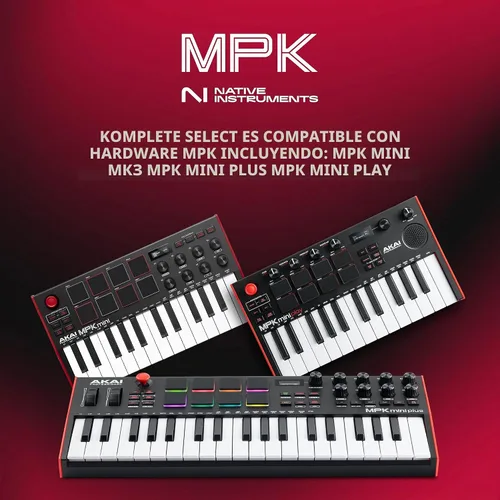 Vista 4 de [Usado] Akai Professional MPK Mini MK3 - Controlador de teclado MIDI USB de 25 teclas con 8 almohadillas de percusión con retroiluminación, 8