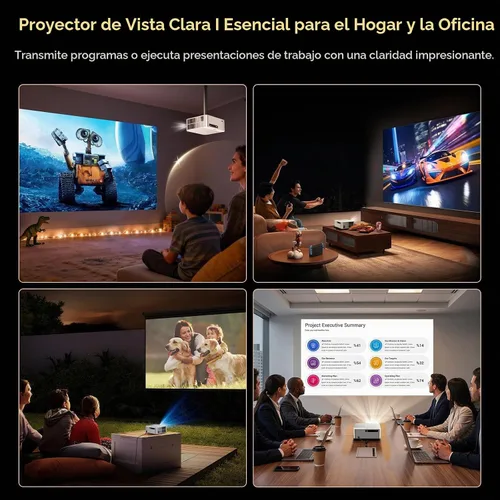 Vista 5 de Proyector oficial de Google TV 4K con WiFi y Bluetooth, proyector de películas inteligentes con enfoque automático HDR10, pantalla de 200 pulgadas