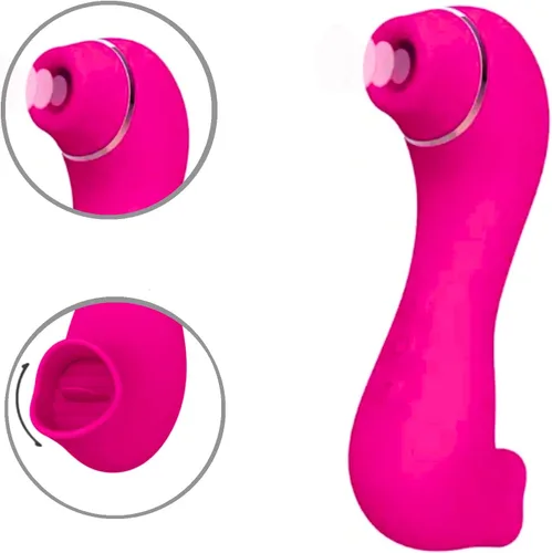 Vista 2 de Estimulador de clítoris de pulso de aire y vibrador para lamer la lengua, lamer el clítoris, succión de clítoris, tecnología de onda de presión