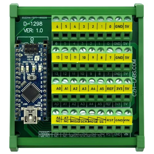 Vista 6 de Tablero del módulo de ruptura del bloque de terminales del tornillo del montaje en carril DIN para Arduino Nano/Micro.