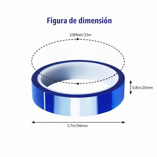 Vista 2 de MEBMIK 2 rollos de 20 mm x 33 m (108 pies) Cinta térmica azul de alta temperatura, cinta resistente al calor, cinta de transferencia de calor