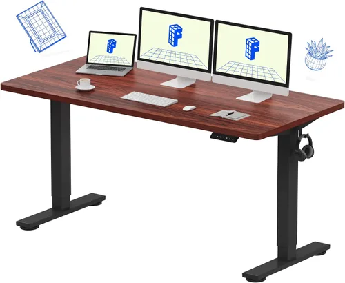 Vista 27 de FLEXISPOT EN1 - Escritorio de pie de una pieza, 40"x24" de escritorio sin costuras, eléctrico, altura ajustable para oficina en casa, salas de Negro