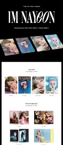 Vista 2 de Twice Nayeon IM NAYEON 1st Solo Mini Álbum A-I'M Versión CD+FotoBook+Sobre+1p Polaroid PhotoCard+1p Postal Transparente+1p Tarjeta de Visita+1p