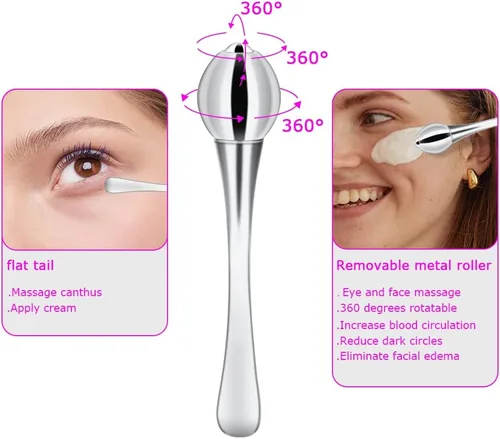Vista 5 de Rodillo facial para ojos, rodillo facial masajeador facial y corporal para el cuidado de la piel, herramienta para el cuidado de la piel para cara