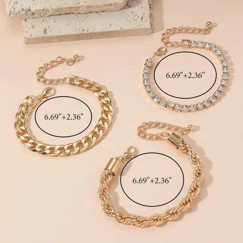 Vista 23 de Long tiantian Pulsera de oro gruesa para mujer, pulseras de oro delicadas, pulseras para mujer, pulseras apilables de eslabones de cadena