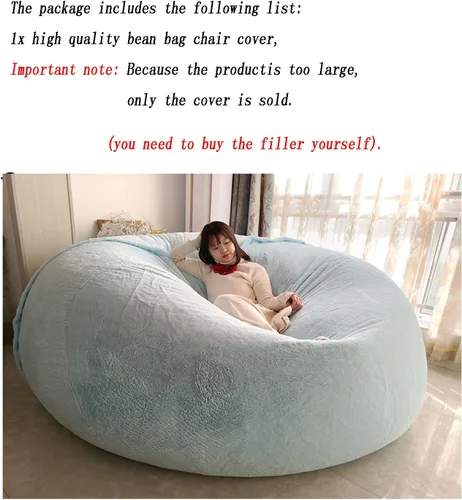 Vista 7 de HWOEK Puf de piel gigante para adultos, muebles de sala de estar, grande, redondo, suave, esponjoso, de piel sintética (sin relleno), funda de sofá