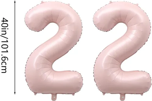 Vista 3 de Globos de papel de aluminio de 40 pulgadas con el número 22, decoraciones para fiesta de cumpleaños número 22, boda, despedida de soltera