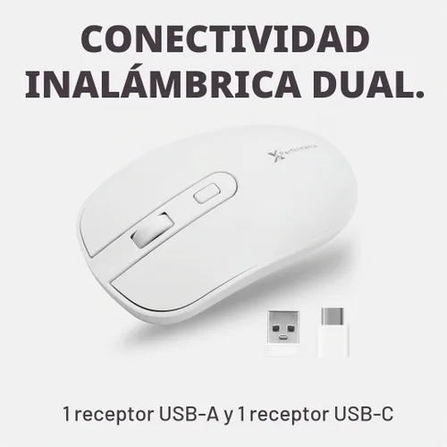 Vista 2 de X9 Performance Ratón USB C inalámbrico con USB y receptor tipo C – Gran mouse inalámbrico para múltiples dispositivos – 2.4G RF blanco USB tipo C