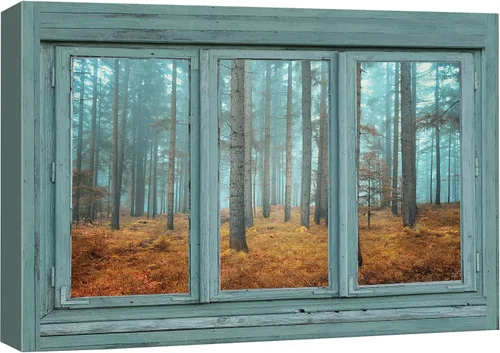 Vista 15 de Cuadro decorativo con diseño de ventana moderna blanca con vista, de la marca Wall26®
