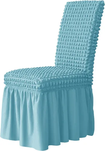 Vista 7 de Elastic Dining Chair Cover With Skirt, Polyester Spandex Furniture Protector, Removable And Washable, Universal(Beige,2 PCS)