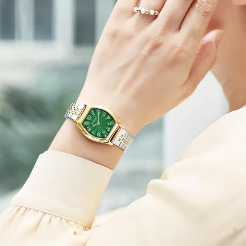 Vista 2 de Reloj en forma de barril para mujer con números arábigos fáciles de leer, reloj de vestir para mujer