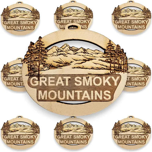 Vista 5 de Great Smoky Mountains Ornament, Great Smoky Mountain Gifts and Souvenirs, Pigeon Forge & Gatlinburg Tennessee Keepsake, Handcrafted Gift for Nature