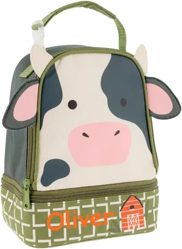 Vista 3 de Stephen Joseph Bolsa aislada para niños, estampado personalizado de vaca y animales de granja, contenedor reutilizable, suministros de regreso a