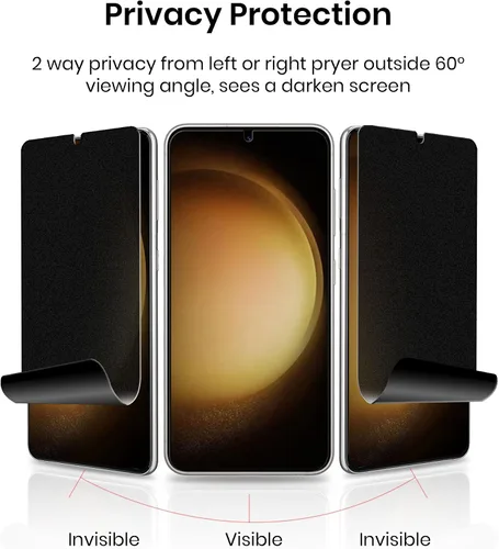 Vista 2 de Protector de pantalla para Galaxy S23, película suave de privacidad mate (paquete de 2) y protector de lente de cámara de vidrio templado
