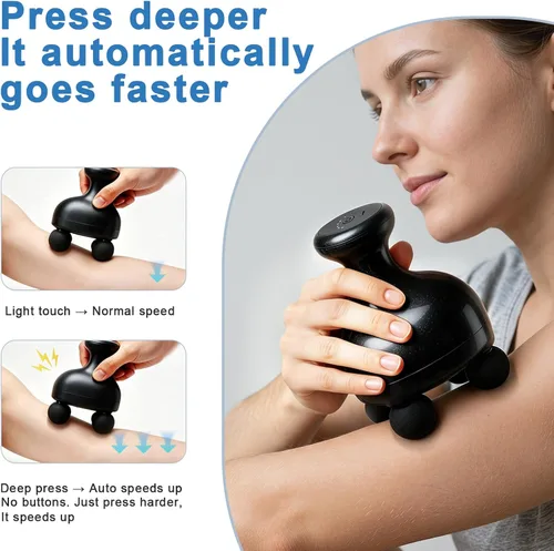 Vista 3 de DEITY 4 Heads Handheld Massage Gun Deep Tissue, Electric Body Massager, Percussion Muscle Massager for Easing Shoulder and Back Tension, with