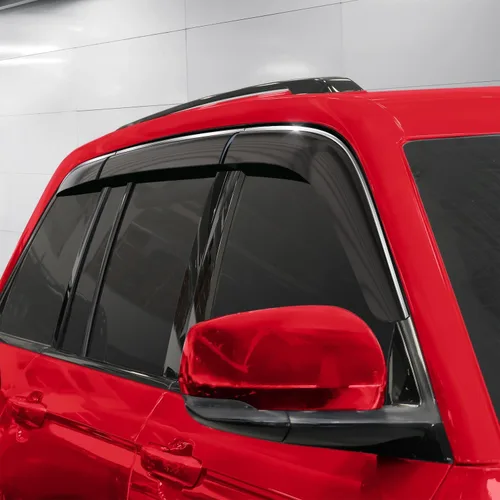 Vista 2 de Voron Glass - Protectores de lluvia extra duraderos con adhesivo de cromo para Jeep Grand Cherokee 2022-2026, deflectores de ventana, viseras