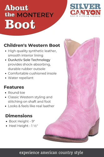 Vista 4 de Silver Canyon Boot and Clothing Company - Botas vaqueras Monterey para niños, niñas y niños pequeños
