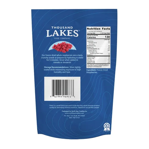 Vista 2 de Thousand Lakes Paquete de 3 paquetes de 2 bayas liofilizadas (6 bolsas en total) 100% frambuesas enteras, arándanos enteros y fresas en rodajas