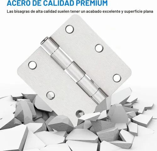 Vista 5 de JIW Bisagras de puerta de níquel satinado de 3.5 pulgadas 1/4 pulgadas, paquete de 12 Níquel cepillado