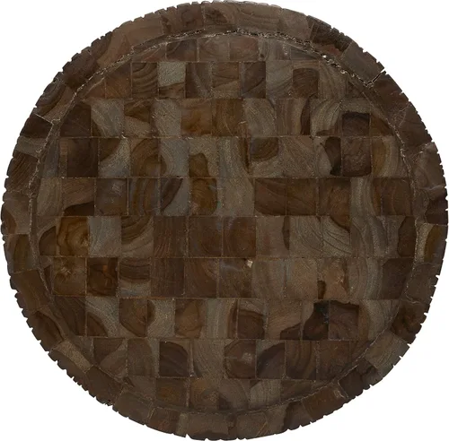 Vista 5 de Deco 79 Mesa auxiliar de madera de teca, mesa auxiliar tallada intrincadamente, mesa auxiliar de 12 x 12 x 18 pulgadas, marrón oscuro