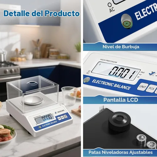 Vista 7 de Báscula de laboratorio 500gx0.001g Balanza de alta precisión Balanza analítica, escala de miligramo digital Escala de laboratorio científica