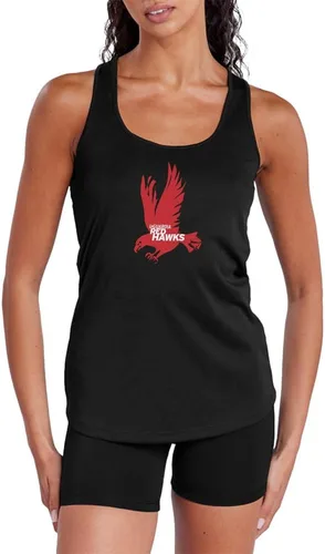 Vista 30 de Camiseta deportiva sin mangas oficial de NCAA Collegiate para mujer, con espalda cruzada, colección con logotipo primario