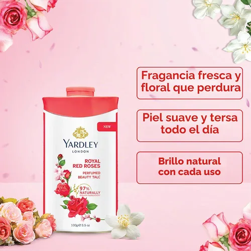 Vista 7 de Yardley Polvo desodorizante perfumado 100gm del talco del talco de Londres RED ROSE