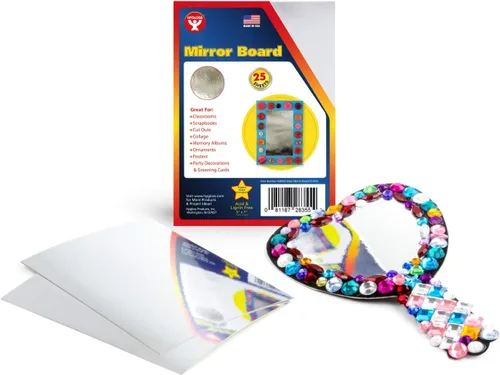 Vista 4 de Hygloss 25 hojas de tablero de espejo para artes y manualidades, 5 x 7 pulgadas, papel de cartulina plateado metálico, para hacer tarjetas, bodas