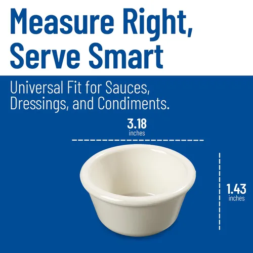 Vista 5 de Carlisle FoodService Products 4312342 SAN Ramequin liso estriado, capacidad de 3 onzas, altura de 1.43 pulgadas, hueso (caja de 48)