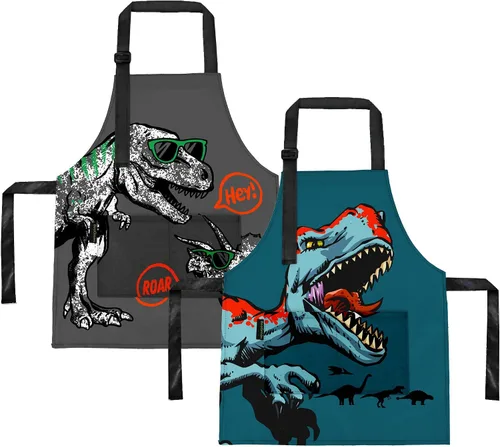 Vista 7 de Delantales de Cocina para Niños BeeGreen con Correa Ajustable Delantales de Cocina con Bolsillo Delantero para Niños Pequeños Pintura Hornear Artista