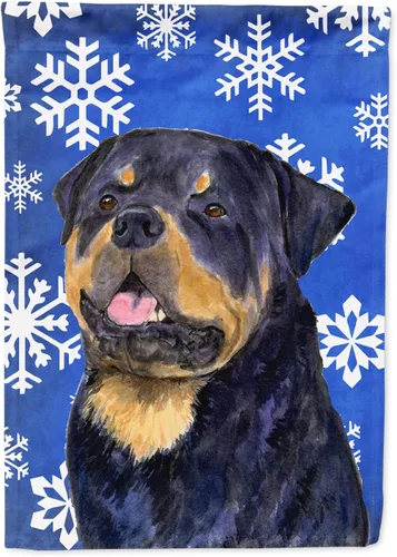 Vista 57 de Caroline's Treasures SC9374GF Bulldog English Snow flakes Holiday Garden Flag Buzón Bandera decorativa para patio exterior, patio, obras de arte