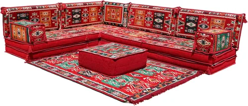 Vista 12 de arabicsofa Cojines de asiento de suelo de esquina con almohadas de respaldo – Juego de sofá modular de suelo estilo boho