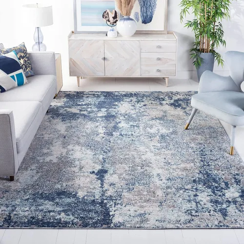 Vista 7 de SAFAVIEH Aston Collection - Alfombra decorativa, 2 x 5 pies, gris claro y gris, diseño abstracto moderno, no desprende pelusa y de fácil cuidado
