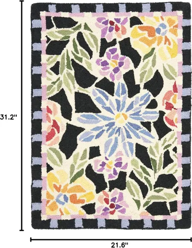 Vista 6 de SAFAVIEH Chelsea Collection - Alfombra decorativa de 1 pies 8 pulgadas x 2 pies 6 pulgadas, color negro, lana de campo francesa enganchada a mano