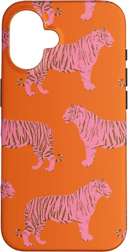 Vista 31 de Funda para iPhone 17 con diseño de tigre rosa y naranja