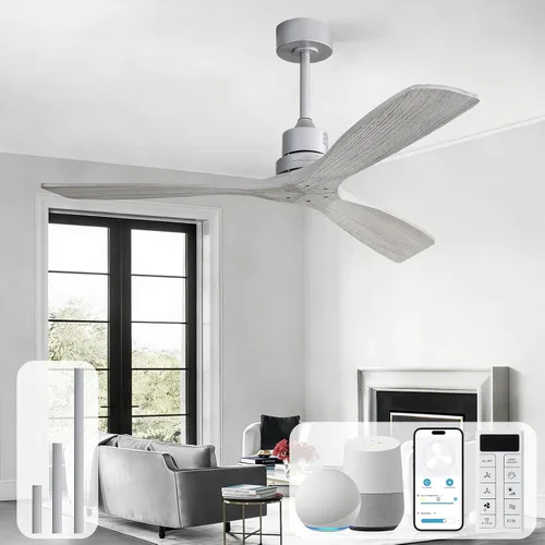 Vista 20 de Sofucor Ventilador de techo de 52 pulgadas con control remoto de luces, 3 postes para ventilador de techo interior y exterior con control remoto