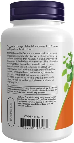 Vista 3 de NOW Foods, Extracto de Boswellia, 250 mg, 120 cápsulas vegetales
