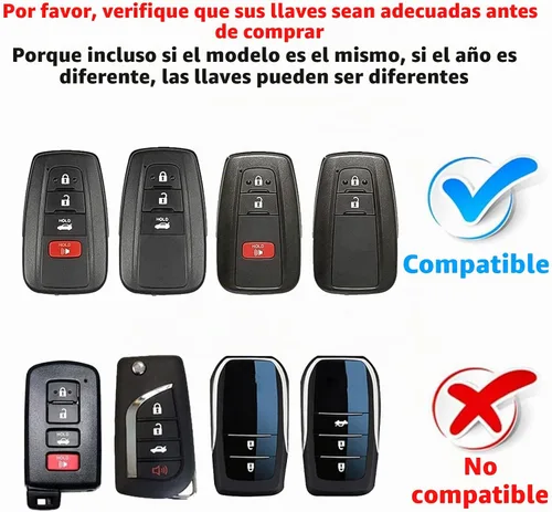Vista 2 de Funda para Llavero Compatible con Toyota 2019-2023 Camry RAV4 Highlander Corolla 4Runner Avalon C-HR Prius (Negro)